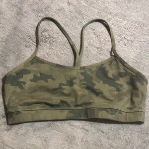 Lululemon Athletica Camo Print Strappy Sports Bra - Olive Green